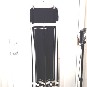 Women's PANTS Vertical/Horizontal Black  White Sz Med/Large high rise, straight